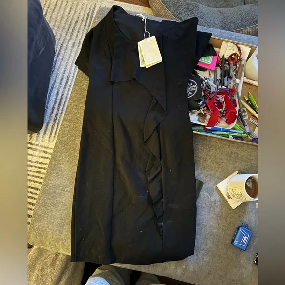 NWT Emilio Pucci Black Dress with ruffle size 40